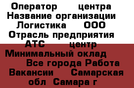 Оператор Call-центра › Название организации ­ Логистика365, ООО › Отрасль предприятия ­ АТС, call-центр › Минимальный оклад ­ 15 000 - Все города Работа » Вакансии   . Самарская обл.,Самара г.